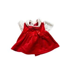 Vintage Sears Newborn Baby Girl Dress Shirt Red and White